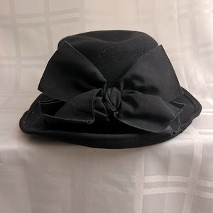 ERIC JAVITZ  vintage felt wire brim grosgrain wide ribbon, double bow hat.